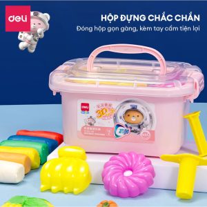 Bộ đất nặn 3D Deli 12/24 màu - Đất sét an toàn, không dính tay, màu sắc tươi sáng, kèm phụ kiện khuôn nặn Bộ đất nặn 3D Deli