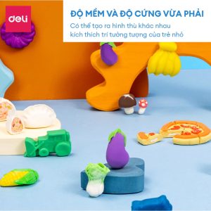 Bộ đất nặn 3D Deli 12/24 màu - Đất sét an toàn, không dính tay, màu sắc tươi sáng, kèm phụ kiện khuôn nặn Bộ đất nặn 3D Deli