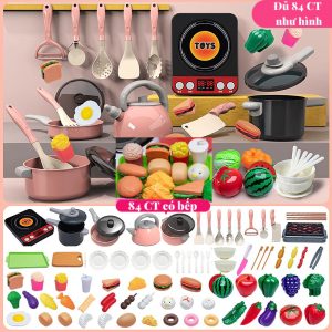 Bộ đồ chơi nấu ăn nhà bếp cao cấp cho bé gái bé trai có dùng pin, quà tặng sinh nhật cho bé, đồ chơi thông minh Bộ đồ chơi nấu ăn