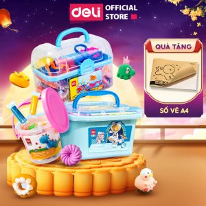 Bộ đất nặn 3D Deli 12/24 màu - Đất sét an toàn, không dính tay, màu sắc tươi sáng, kèm phụ kiện khuôn nặn Bộ đất nặn 3D Deli